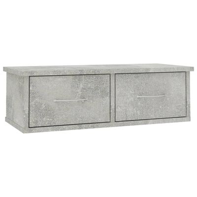 vidaXL Стенен рафт с чекмеджета, бетонно сив, 60x26x18,5 см, ПДЧ
