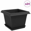 vidaXL Саксии за растения 24 бр. Черно Пластмаса