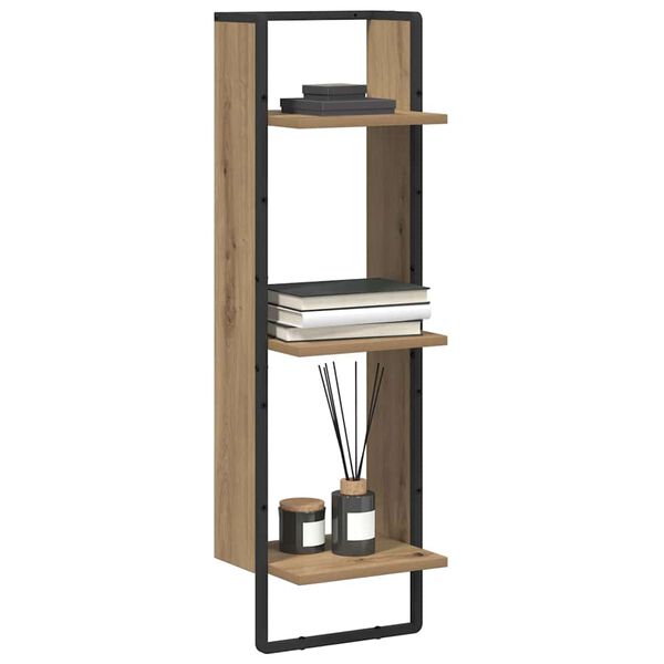 vidaXL Стенен рафт с рафт Дъб 30 x 25 x 100 cm Инженерно дърво