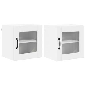 vidaXL Стенен стъклен шкаф PORTO 2 pcs Бяло 40 x 31 x 40 см