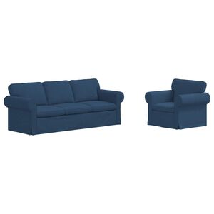 vidaXL Комплект дивани 2 pcs Синьо 215 x 82 x 80 см текстил