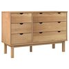 vidaXL Шкаф с чекмеджета OTTA, 111x43x73,5 см, борово дърво масив