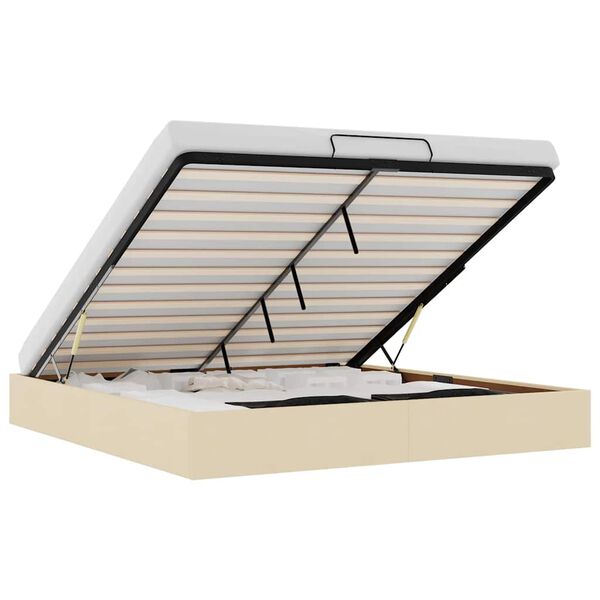 vidaXL Османска рамка за легло без матрак, кремава, 200x200 см, плат