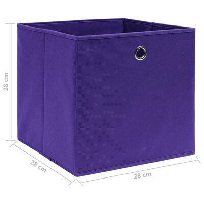 vidaXL Кутии за съхранение, 4 бр, нетъкан текстил, 28x28x28 см, лилави