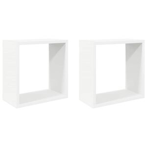 vidaXL Стенни кубични рафтове, 2 бр, бели, 30x15x30 см