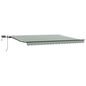 vidaXL Прибираща се тента Зелен и бял 400 &times; 300 cm Тъкан и алуминий