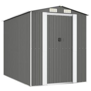 vidaXL Градинска барака светлосива 192x274x223 см поцинкована стомана