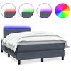 vidaXL Боксспринг легло с матрак и LED, тъмносиво, 120x210 см, кадифе