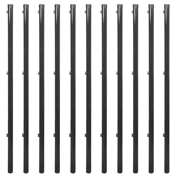 vidaXL Плетена оградна мрежа със стълбове и крепежи, 1x25 м, сива