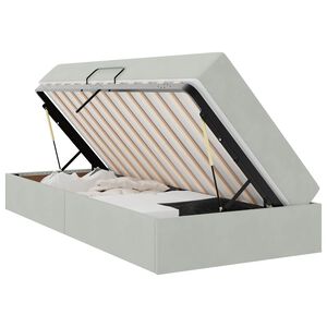 vidaXL Легло с място за съхранение и матрак Светлосиво 90 x 190 cm