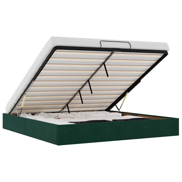 vidaXL Рамка за легло с османи без матрак Тъмнозелено 200x200cm Кадифе