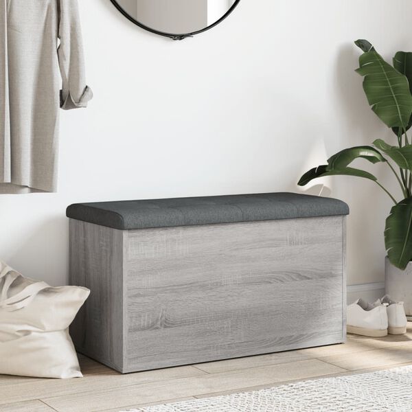 vidaXL Пейка за съхранение, сив сонома, 82x42x45 см, инженерно дърво