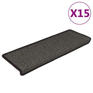 vidaXL Самозалепващи стелки за стълби сизал 15 бр 65x21x4 см антрацит