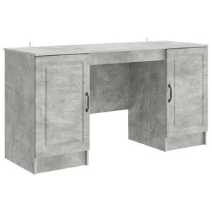 vidaXL Бюро Бетонно сиво 142,5 x 50 x 75 см Инженерна дървесина