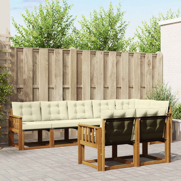 vidaXL Комплект дивани за открито 8 pcs Натурален и Крема