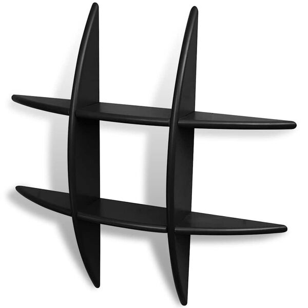 vidaXL Стенни рафтове, 2 бр, черни