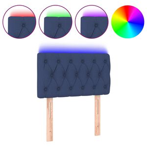 vidaXL LED горна табла за легло, синя, 80x7x78/88 см, плат