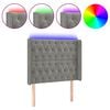 vidaXL LED горна табла за легло, светлосива, 103x16x118/128 см, кадифе