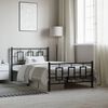 vidaXL Метална рамка за легло с горна и долна табла, черна, 107x203 см