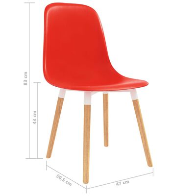 vidaXL Трапезни столове, 4 бр, червени, пластмаса