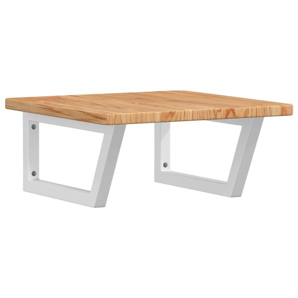 vidaXL Стенен рафт за мивка, стомана и масивно дърво дъб