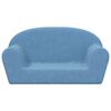 vidaXL Детски диван, 2-местен, син, мек плюш