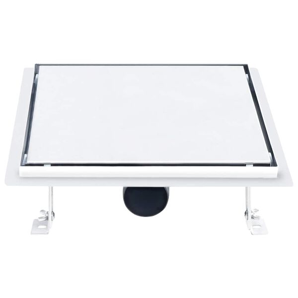 vidaXL Подов сифон за душ 2-в-1 с решетка за вграждане 28x28 см инокс