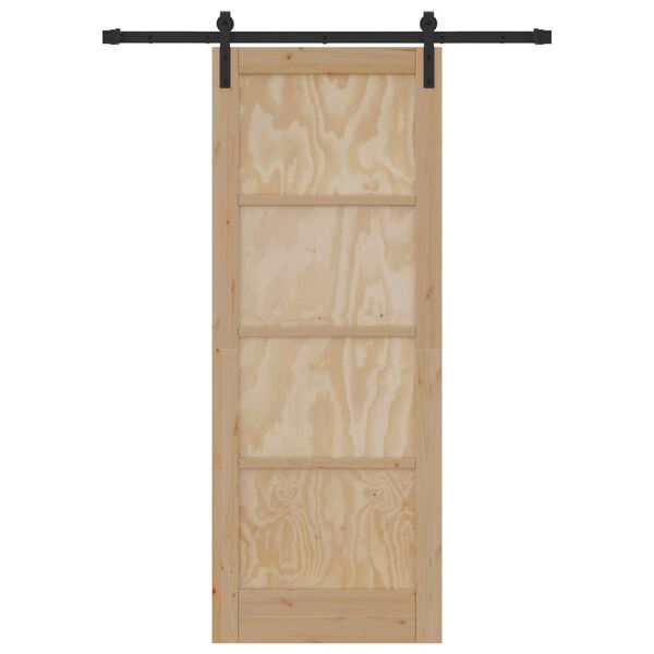 vidaXL Преплъзваща се врата Кафяво 78 x 202 см Солидно борово дърво