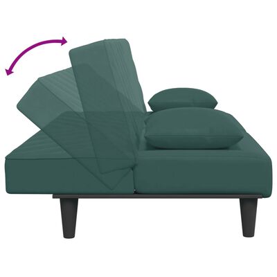 vidaXL Комплект дивани 2 части с възглавници, тъмнозелен, кадифе