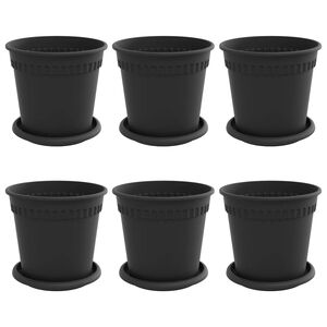 vidaXL Саксии за растения 6 pcs Черно &Oslash; 17 x 14 см Пластмаса