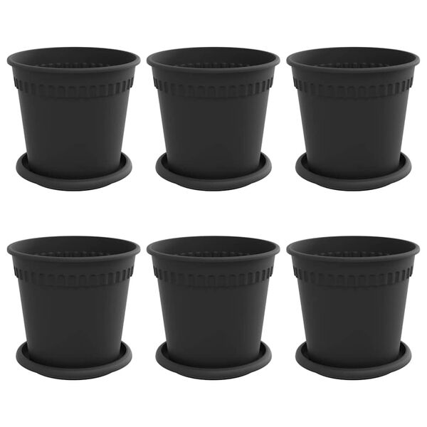 vidaXL Саксии за растения 6 pcs Черно &Oslash; 17 x 14 см Пластмаса