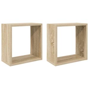 vidaXL Стенни кубични рафтове, 2 бр, дъб сонома, 30x15x30 см