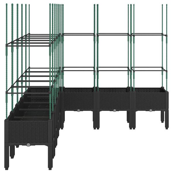 vidaXL Градински сандък с пергола, черен, 200x160x142,5 см, PP