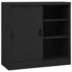 vidaXL Офис шкаф с плъзгаща се врата, антрацит, 90x40x90 см, стомана