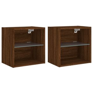 vidaXL LED стенен нощен шкаф 2 бр. Brown Oak Compact