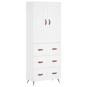 vidaXL Висок шкаф, бял, 69,5x34x180 см, инженерно дърво