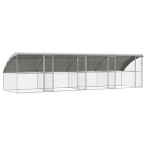 vidaXL Кучешка клетка 4 pcs Сребрист 8 x 2 x 2 m Поцинкована стомана