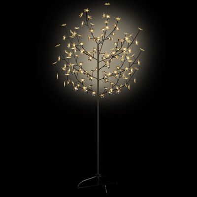 vidaXL Коледно дърво, 120 LED топло бeли, разцъфнала череша, 150 см