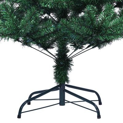 vidaXL Изкуствена коледна елха с преливащи връхчета зелена 240 см PVC