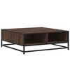 vidaXL Кафе маса, кафяв дъб, 80x80x30 см, инженерно дърво и метал