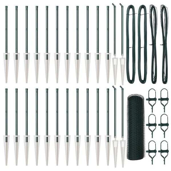 vidaXL Стълб за ограда. Зелен 50 x 1 м (25 мм мрежа) Стомана и PVC