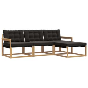 vidaXL Комплект дивани за открито с възглавница 4 pcs Бяло и черно