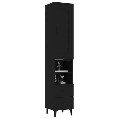 vidaXL Висок шкаф, черен, 35x34x180 см, инженерно дърво