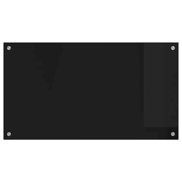 vidaXL Кухненски заден панел Черно 90 x 50 cm закалено стъкло
