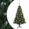 vidaXL Изкуствена коледна елха с топки 120 см 150 LED светодиода