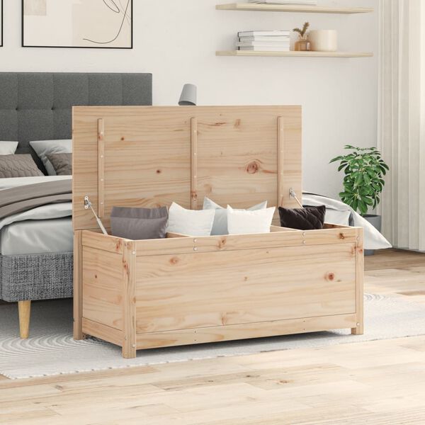 vidaXL Кутия за съхранение, 110x50x45,5 см, борово дърво масив