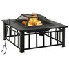 vidaXL Градинско преносимо огнище с ръжен, 81x81x47 см, XXL, стомана