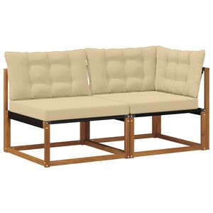 vidaXL Външен среден и ъглов диван с възглавница 7 Брой Естествен