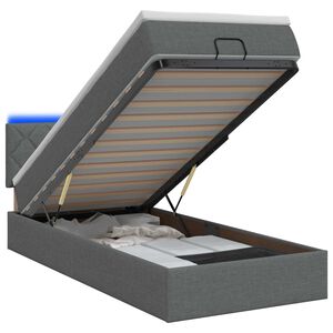 vidaXL Отоман с матрак и LED с LED ленти Тъмносиво 90 x 190 cm Текстил