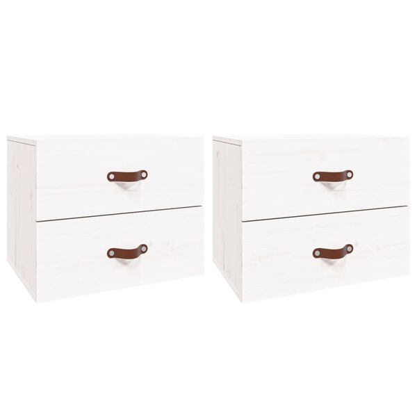 vidaXL Нощни шкафчета за стенен монтаж, 2 бр, бели, 50x36x40 см